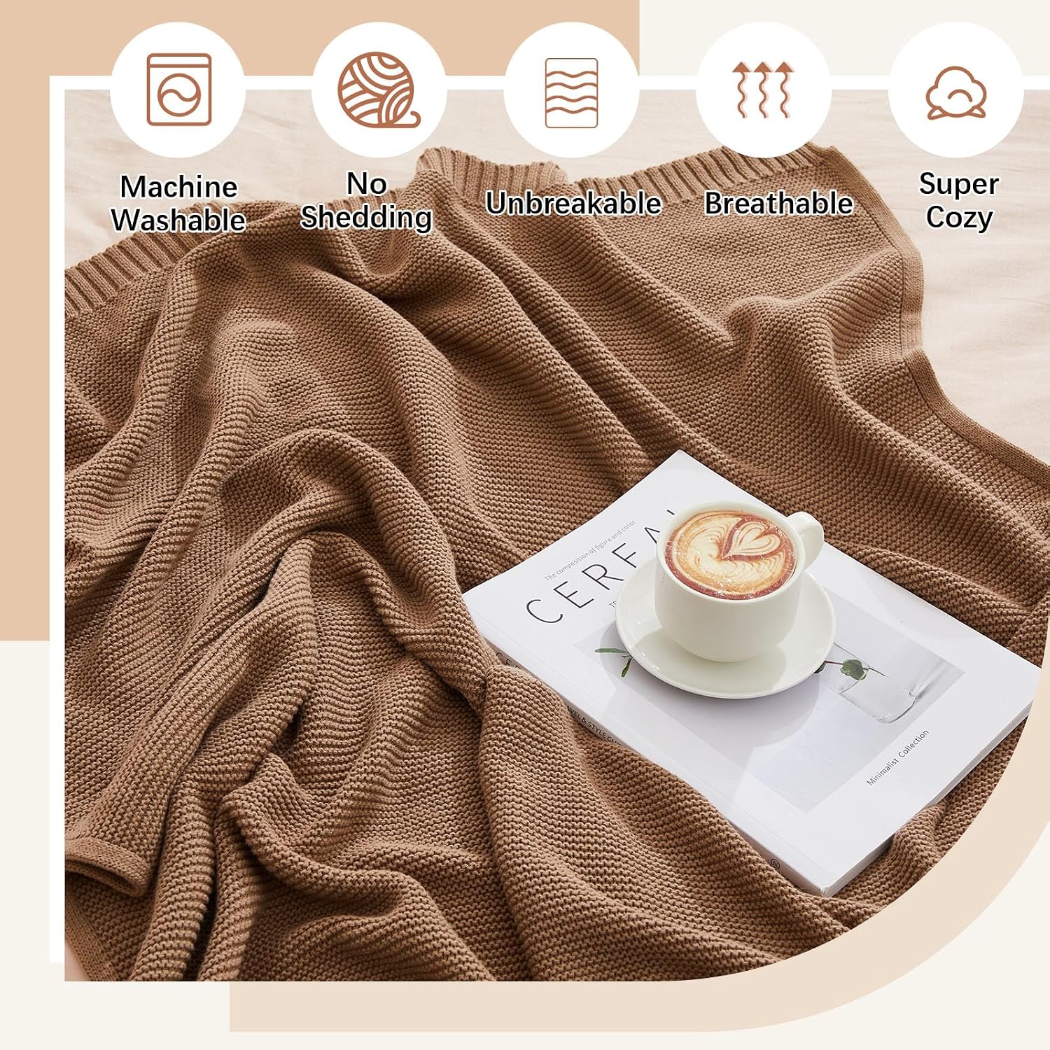 Neutral Cotton Knit Baby Swaddle Throw Blanket