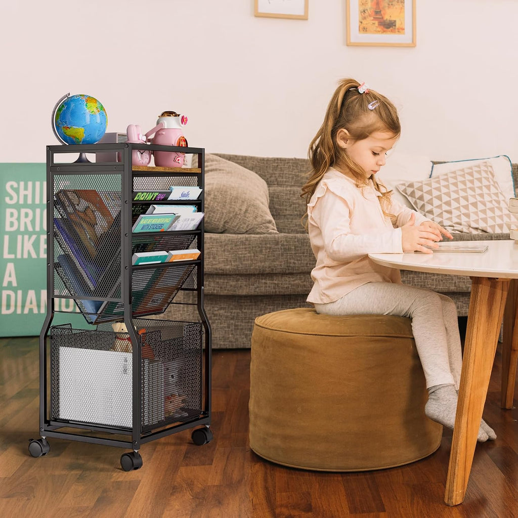8 Tier Rolling File Cart Dual Access Desk Storage Organizer