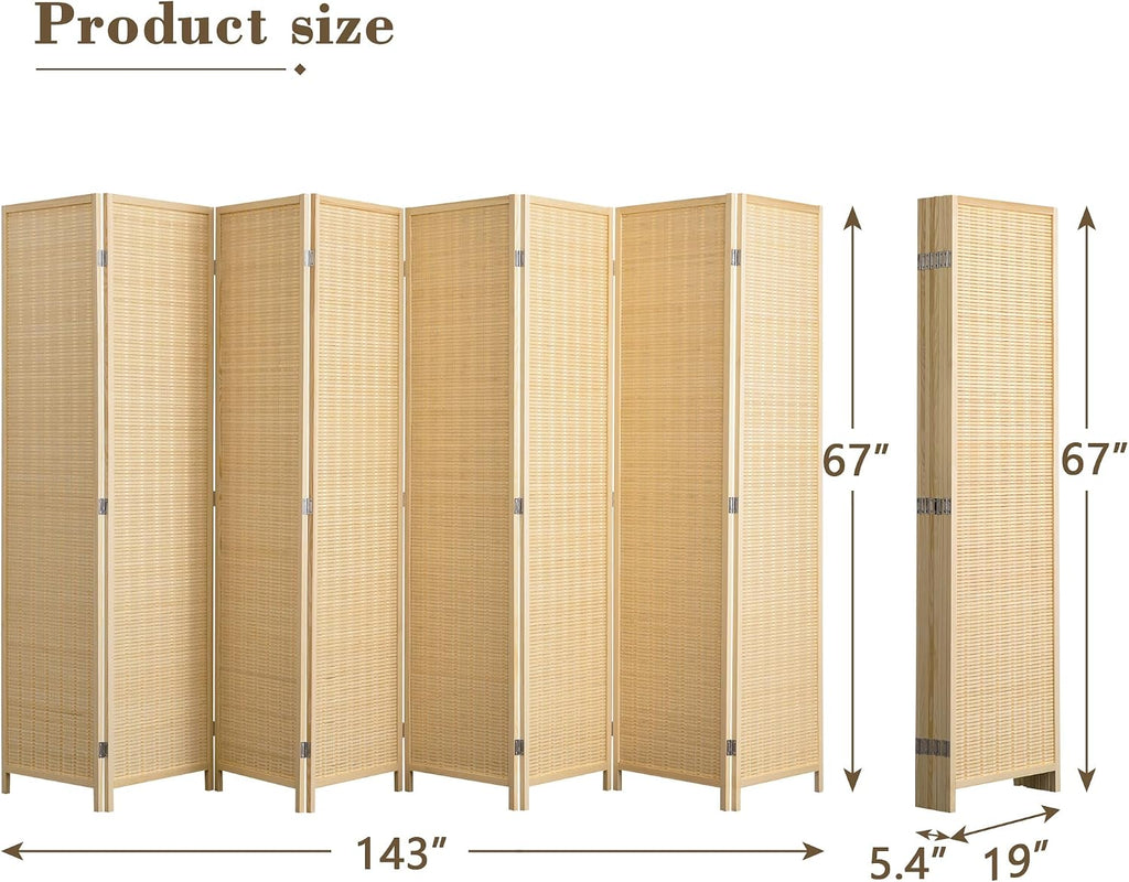 Natural 8 Panel Bamboo Folding Privacy Divider