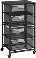Wood Top 4 Drawer Rolling Craft Storage Utility Cart