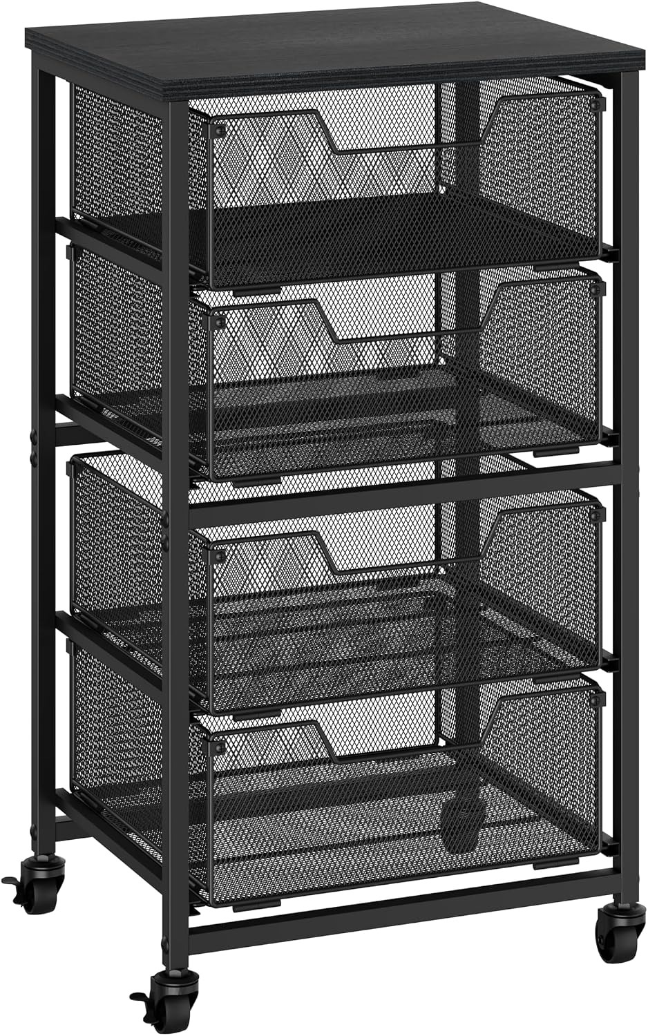 Wood Top 4 Drawer Rolling Craft Storage Utility Cart