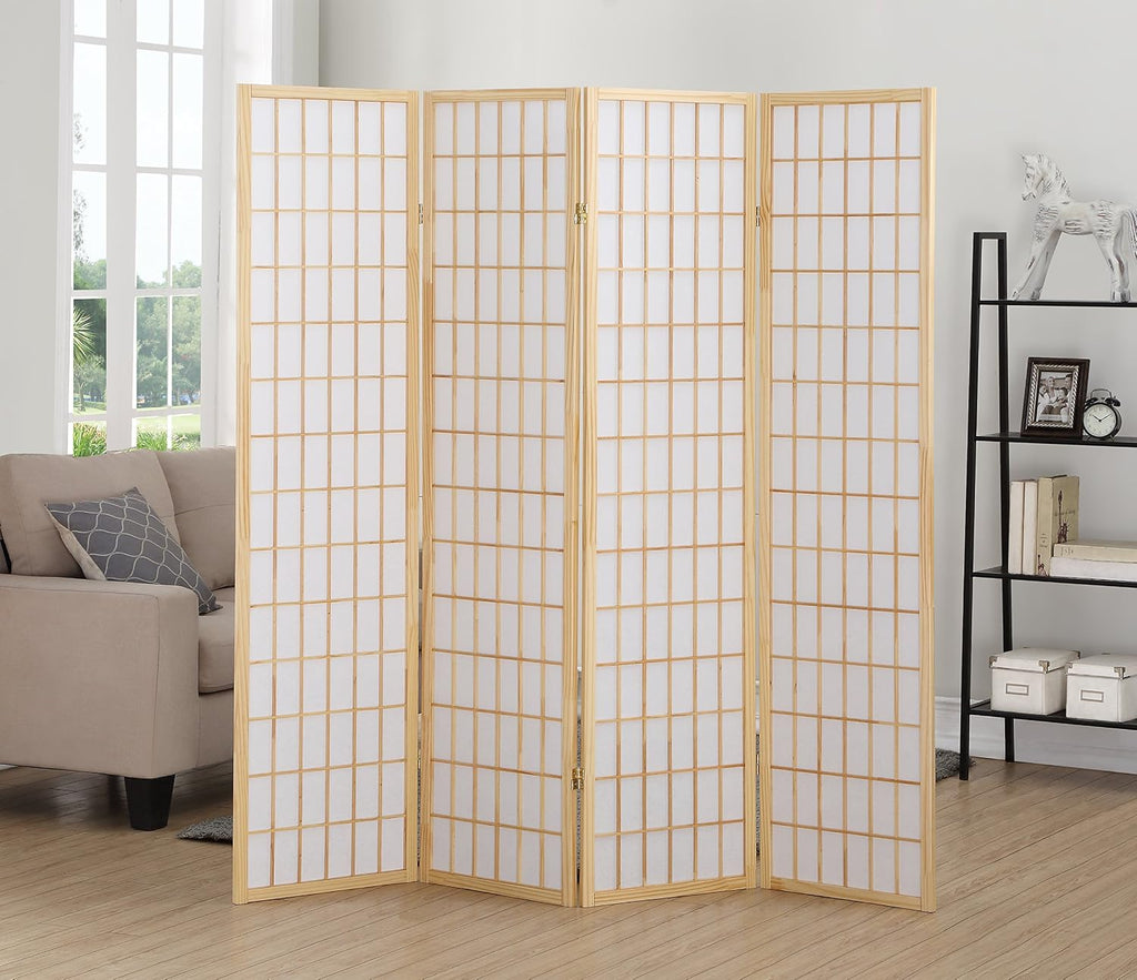 Cherry 4 Panel Oriental Shoji Wood Room Divider