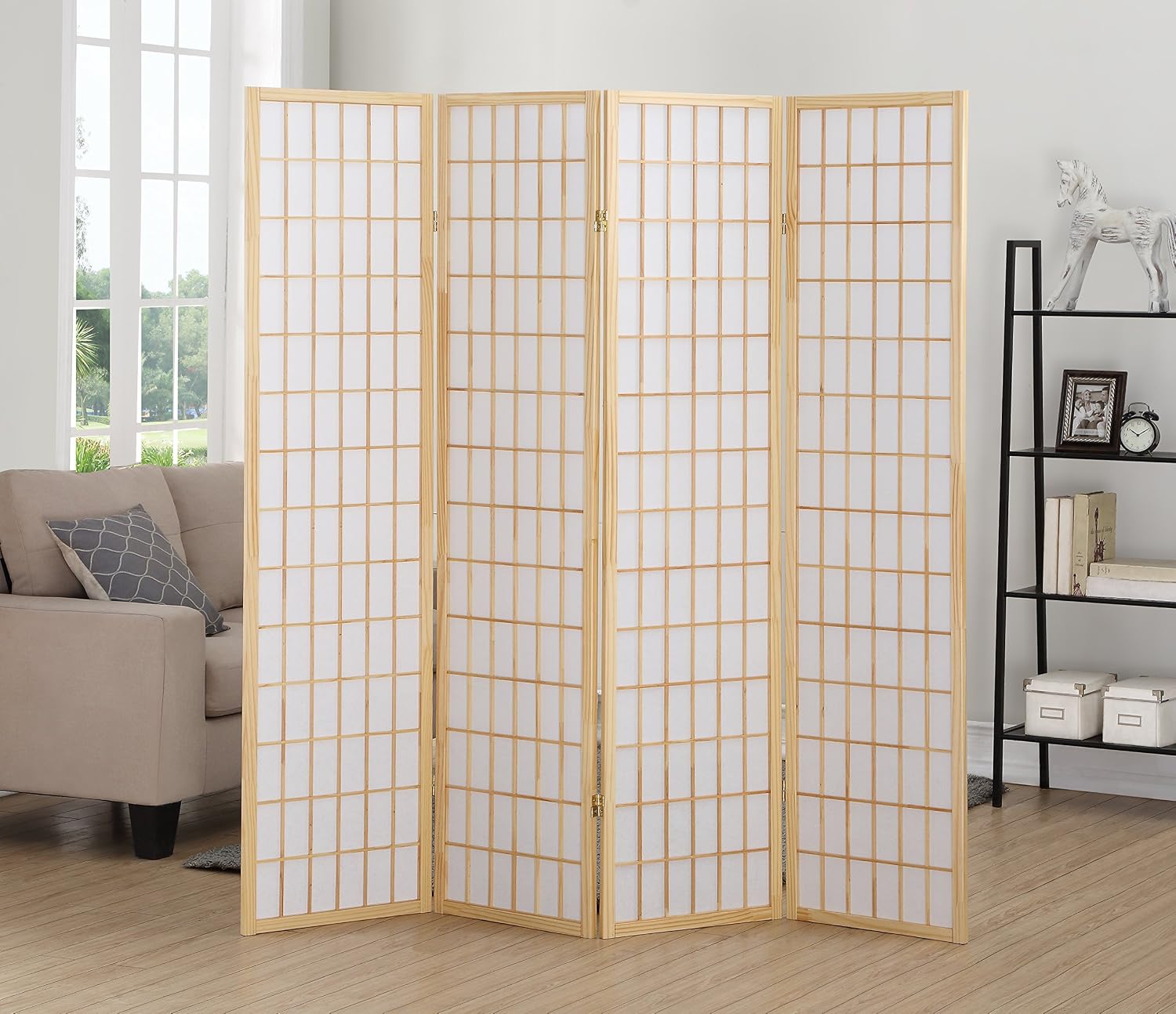 Cherry 4 Panel Oriental Shoji Wood Room Divider