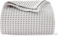 Gray White Check Waffle Cotton Twin Bed Blanket