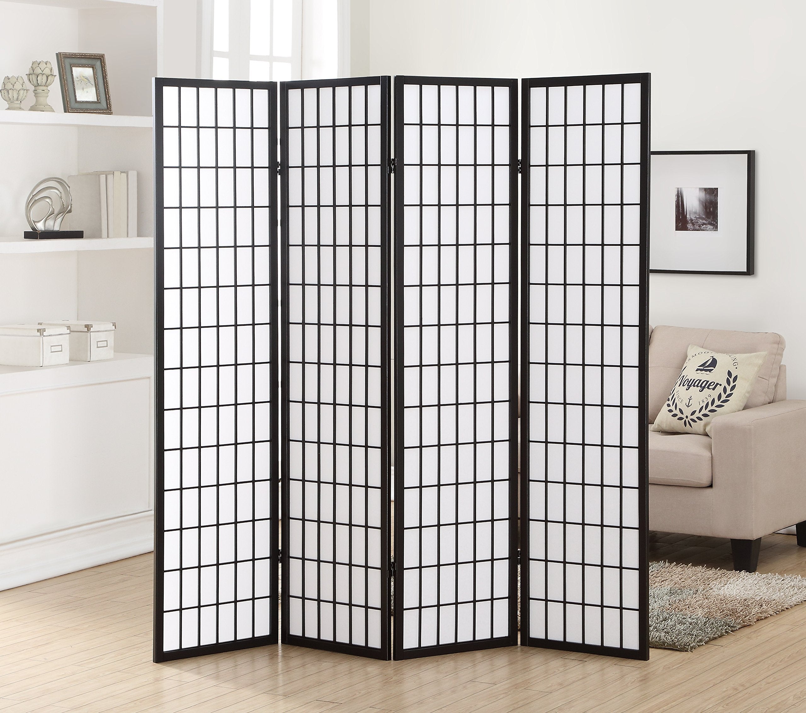 Cherry 4 Panel Oriental Shoji Wood Room Divider